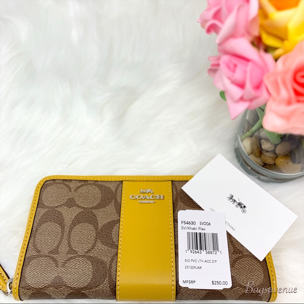 Coach signature zip wallet khaki flax pvc leather - Picture 6 of 6